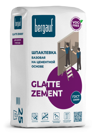 Бергауф Базовая шпаклевка Glatte Zement, 25 кг цементная для цоколя и фасада
