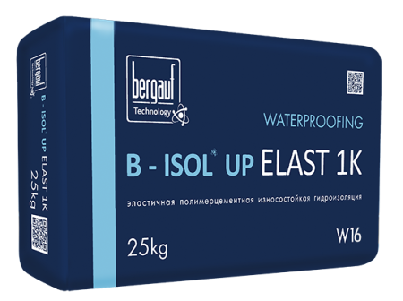 Эластичная полимерцементная однокомпонентная гидроизоляция B-ISOL UP ELAST 1K Бергауф