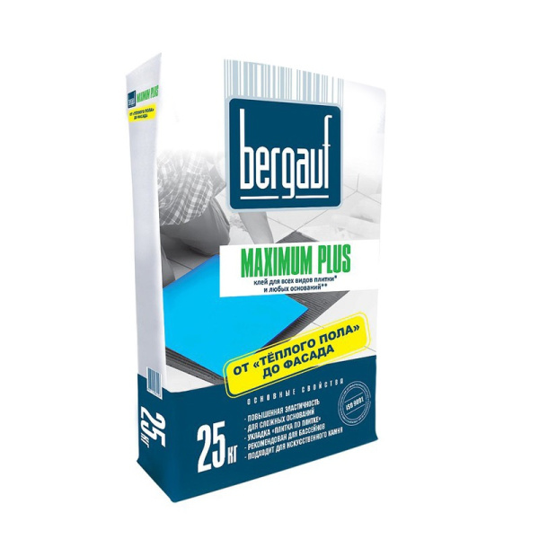 Bergauf Maximum Plus 25 кг Клей для всех видов плитки и любых оснований (С1ТЕ)