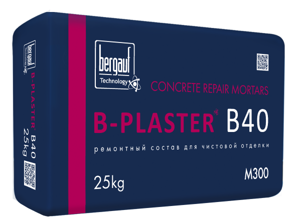 Бергауф Штукатурный ремонтный состав B-PLASTER B 40  для выравнивания, ремонта, гидроизоляции бетонных и каменных конструкций