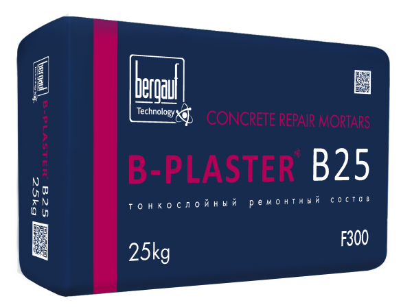 Бергауф Штукатурный ремонтный состав B-PLASTER B 25  для выравнивания, ремонта, гидроизоляции бетонных и каменных конструкций