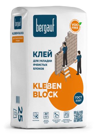 Бергауф Клей морозостойий Kleben Block Зима, 25 кг для ячеистых блоков