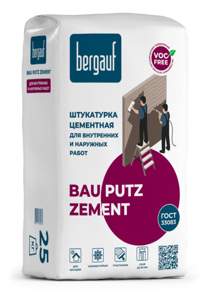 Штукатурка цементная Bau Putz Zement, 25 кг для вн/р и наруж/р