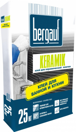 Клей для керамической и кафельной плитки Bergauf Keramik 25 кг Бергауф
