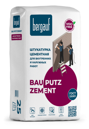 Бергауф Штукатурка цементная для внутренних и наружных работ, ГОСТ 33083-2014  BAU PUTZ ZEMENT